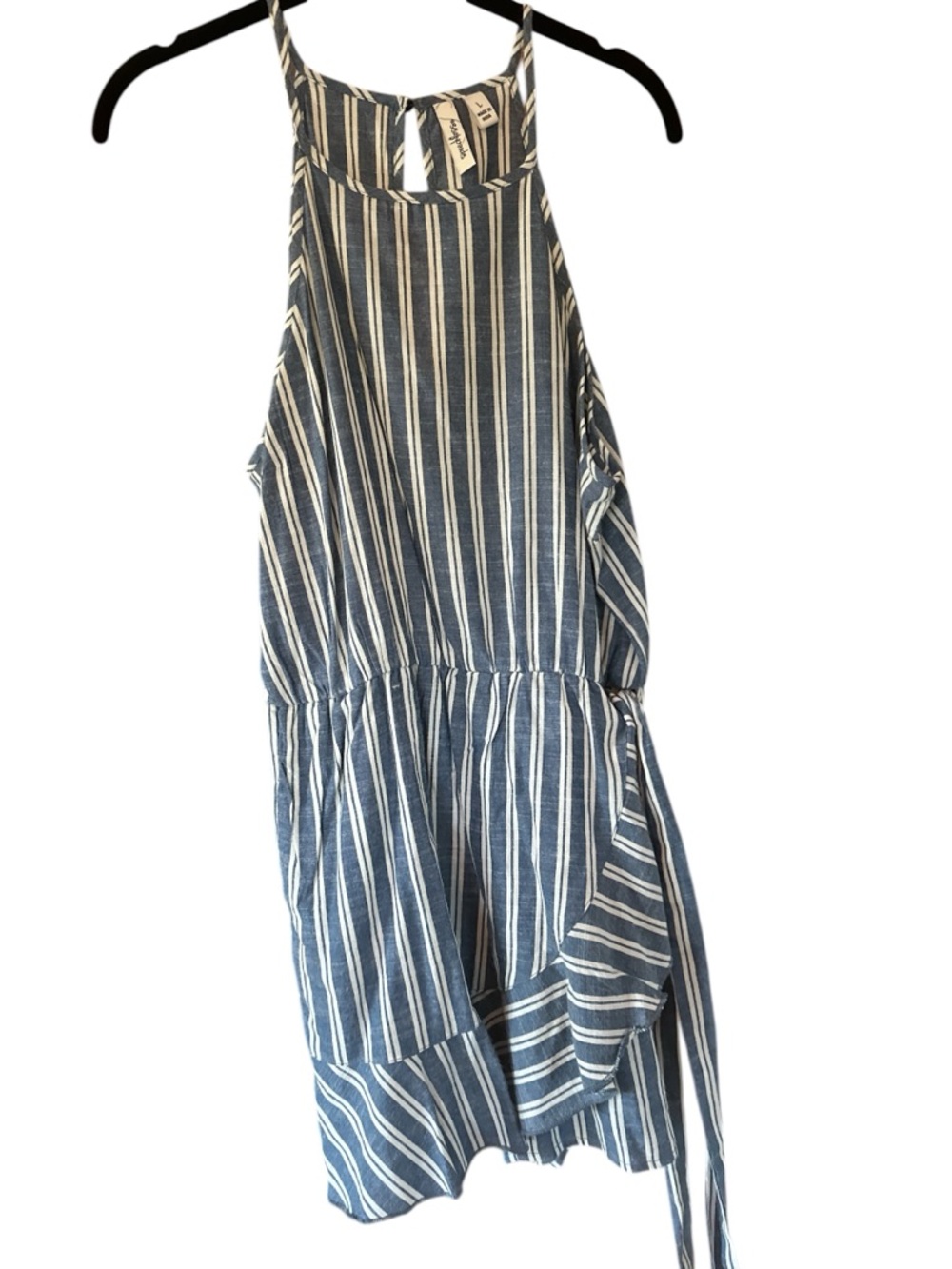 Speechless Blue and White Striped Romper Dress